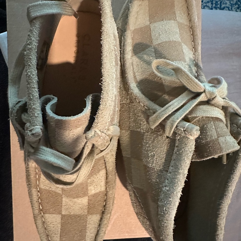 Clarks checkered wallabee boots